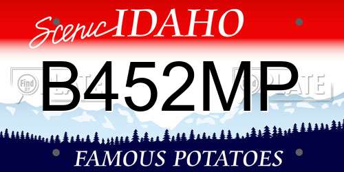 B452MP Idaho License Plate