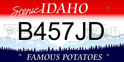 B457JD Idaho License Plate