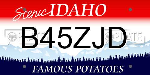 B45ZJD Idaho License Plate