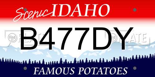 B477DY Idaho License Plate