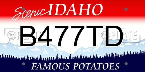 B477TD Idaho License Plate