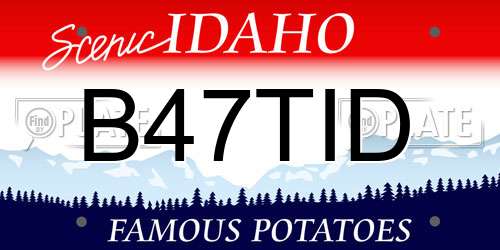 B47TID Idaho License Plate