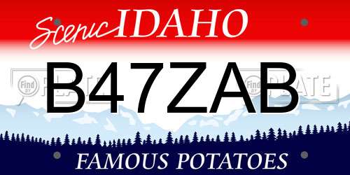B47ZAB Idaho License Plate