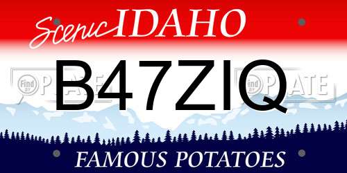 B47ZIQ Idaho License Plate