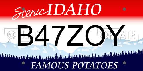 B47ZOY Idaho License Plate