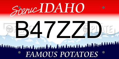B47ZZD Idaho License Plate