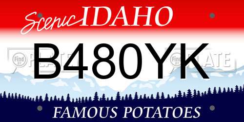 B480YK Idaho License Plate