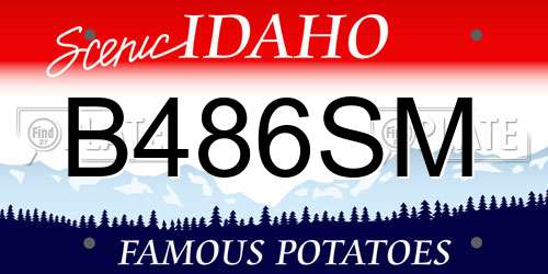 B486SM Idaho License Plate