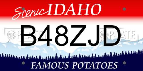 B48ZJD Idaho License Plate