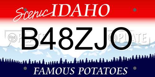 B48ZJO Idaho License Plate