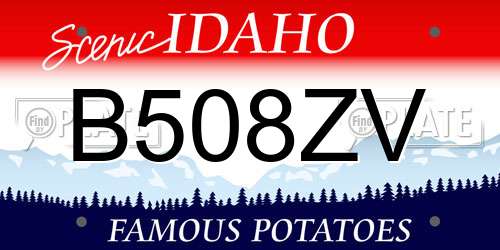 B508ZV Idaho License Plate