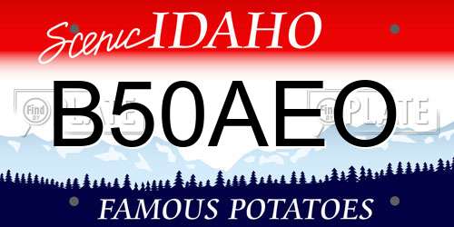 B50AEO Idaho License Plate