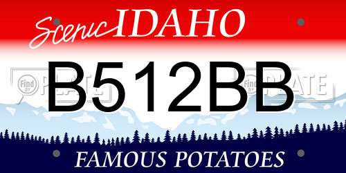 B512BB Idaho License Plate