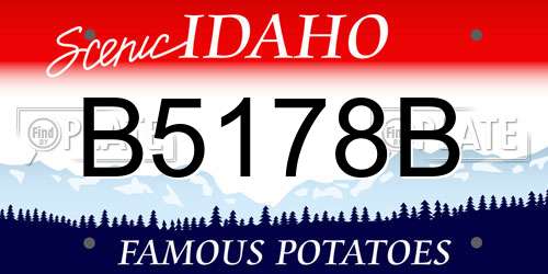 B5178B Idaho License Plate