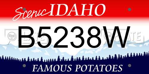 B5238W Idaho License Plate