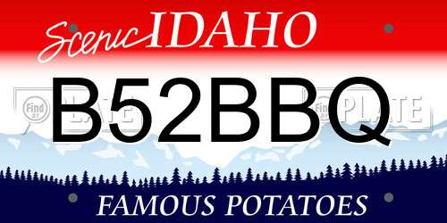 B52BBQ Idaho License Plate