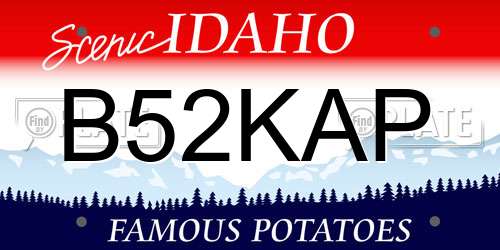 B52KAP Idaho License Plate