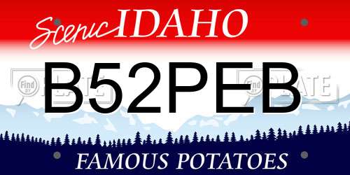 B52PEB Idaho License Plate