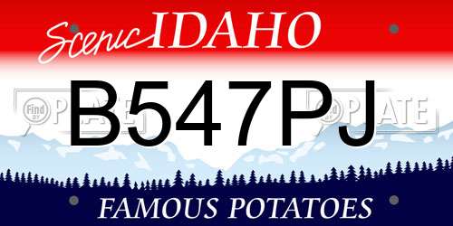 B547PJ Idaho License Plate