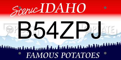 B54ZPJ Idaho License Plate