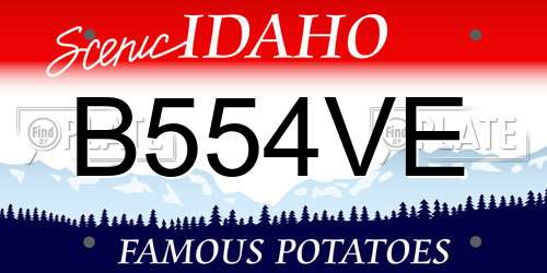 B554VE Idaho License Plate