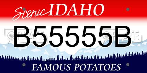 B55555B Idaho License Plate