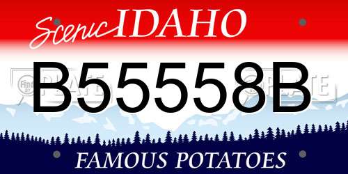 B55558B Idaho License Plate