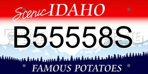 B55558S Idaho License Plate