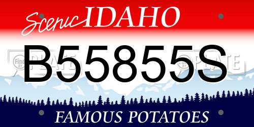 B55855S Idaho License Plate