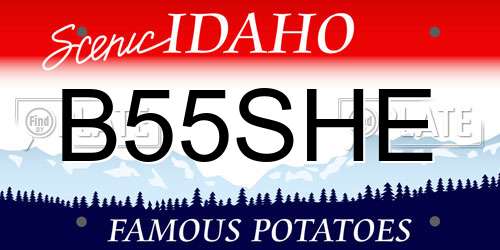 B55SHE Idaho License Plate