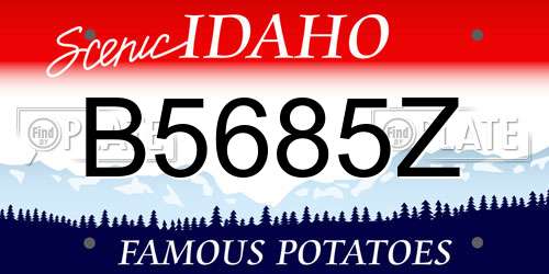 B5685Z Idaho License Plate