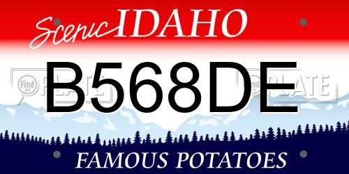 B568DE Idaho License Plate