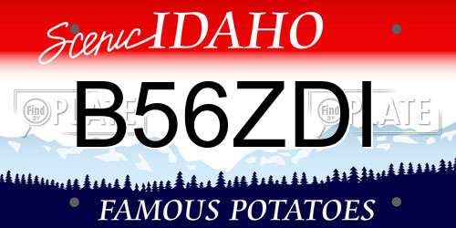 B56ZDI Idaho License Plate