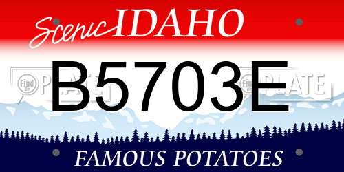 B5703E Idaho License Plate