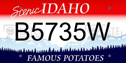 B5735W Idaho License Plate