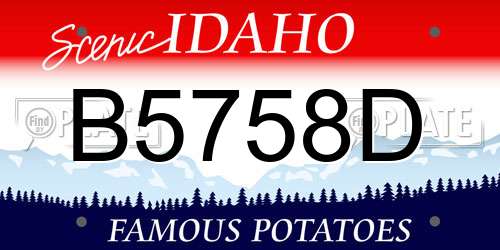 B5758D Idaho License Plate