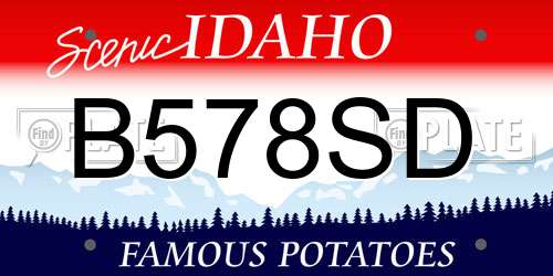 B578SD Idaho License Plate