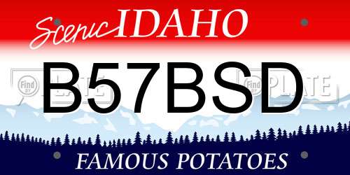 B57BSD Idaho License Plate