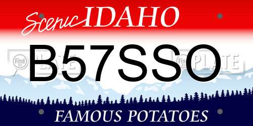 B57SSO Idaho License Plate