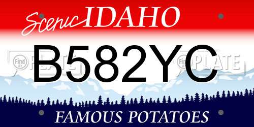 B582YC Idaho License Plate