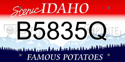 B5835Q Idaho License Plate