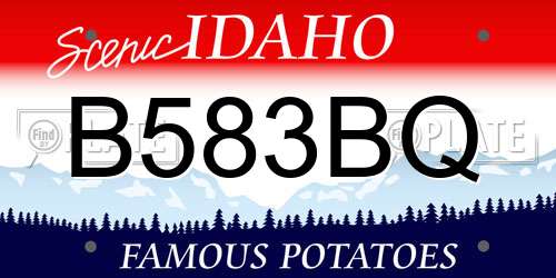 B583BQ Idaho License Plate
