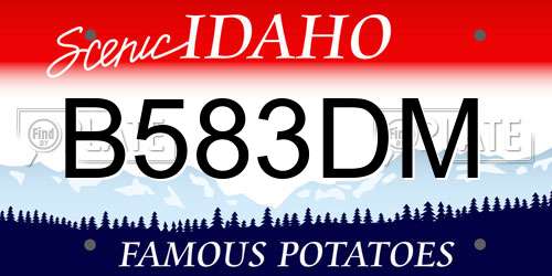B583DM Idaho License Plate