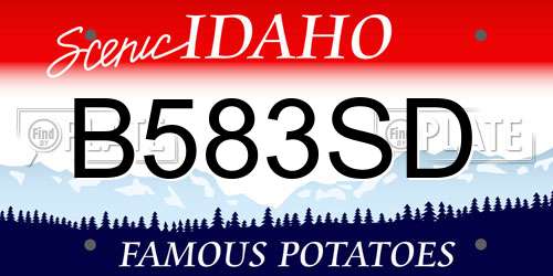 B583SD Idaho License Plate
