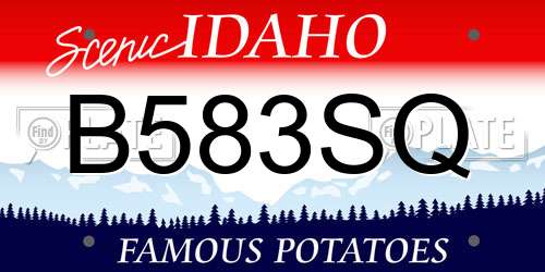 B583SQ Idaho License Plate