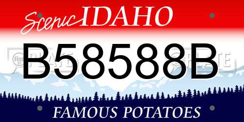 B58588B Idaho License Plate
