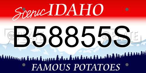 B58855S Idaho License Plate