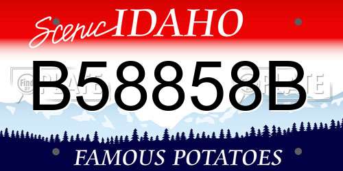 B58858B Idaho License Plate