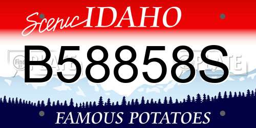 B58858S Idaho License Plate