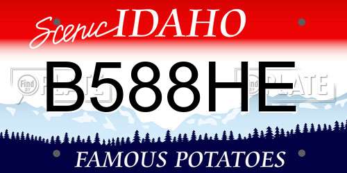 B588HE Idaho License Plate